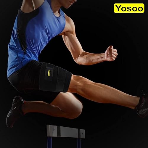 Miniatura 4 de Yosoo Envoltura de compresión para muslos, soporte ajustable de neopreno para piernas, dolor de isquiotibiales, tensión femoral, alivio de calambres