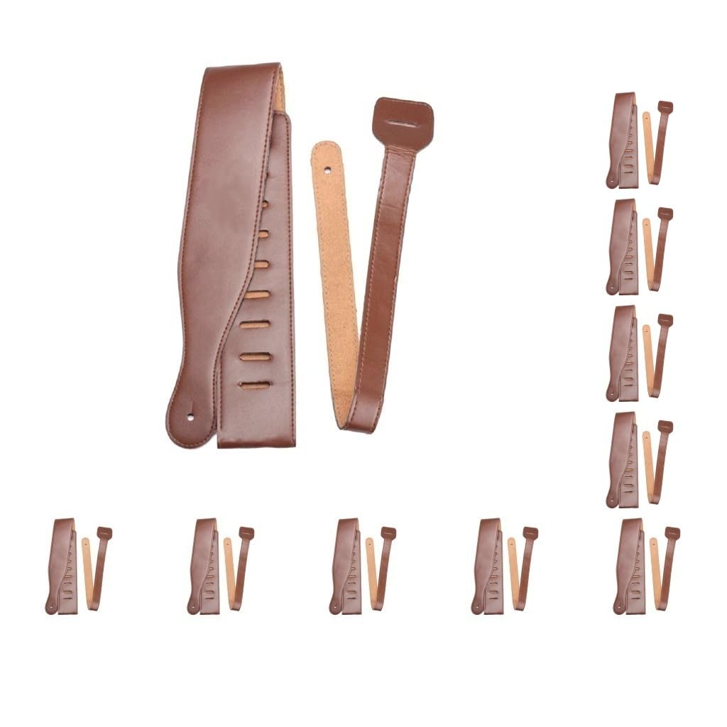 Cinghie regolabili in pelle per chitarra, stile lussuoso, larghezza 6,5 cm, colore marrone chiaro
