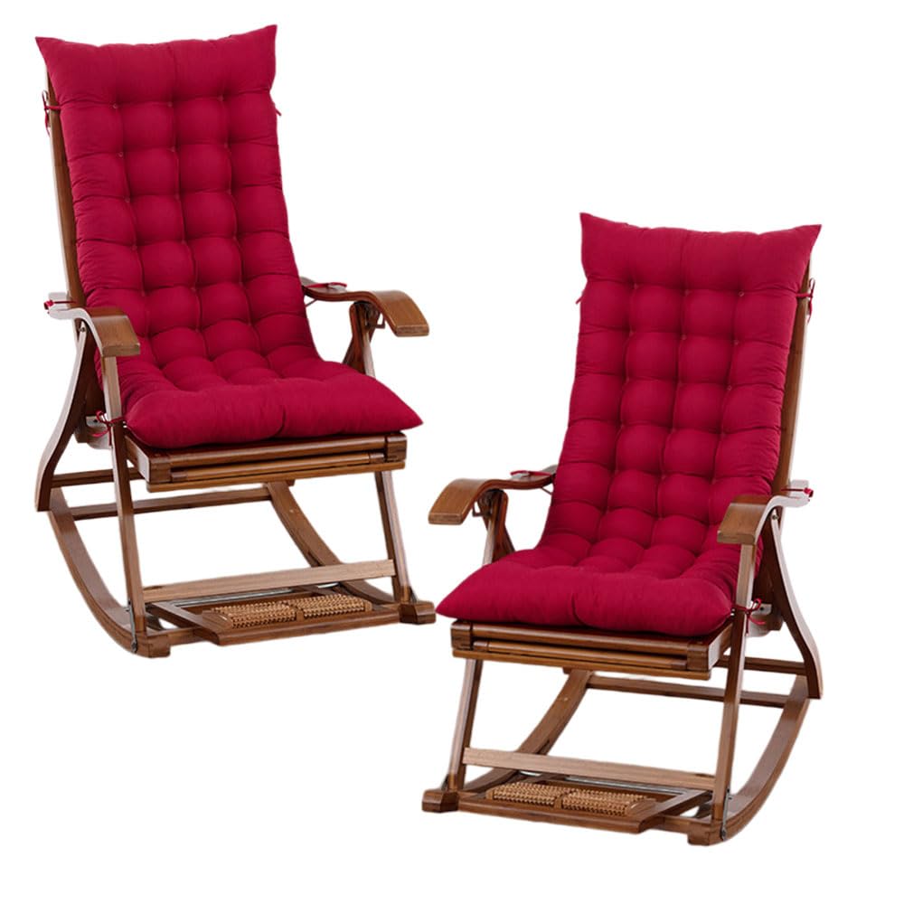 Surwin Coussin Transat Exterieur, 2 Pièces Coussin Bain de Soleil Matelas Bain de Soleil Exterieur Chaise Longue pour Jardin Terrasse Balcon Voyage Vacances, Couleur Unie (Rouge,48x120cm)