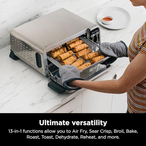 Ninja-SP351-Foodi-Smart-13-in-1-Dual-Heat-Air-Fry-Countertop-Oven-Dehydrate-Reheat-Smart-Thermometer-1800-watts-Silver