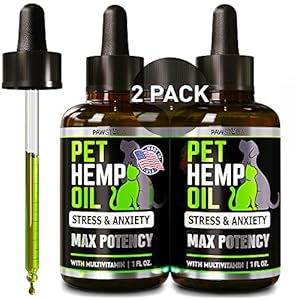 (2 Pack) Hemp Oil for Dogs and Cats – Helps Pets with Anxiety, Pain, Stress, Sleep, Arthritis, Seizures Relief – Cat Anxiety Relief – Omega 3-6-9 – Pet Hemp Oil Drops Treats – Hip and Joint Support