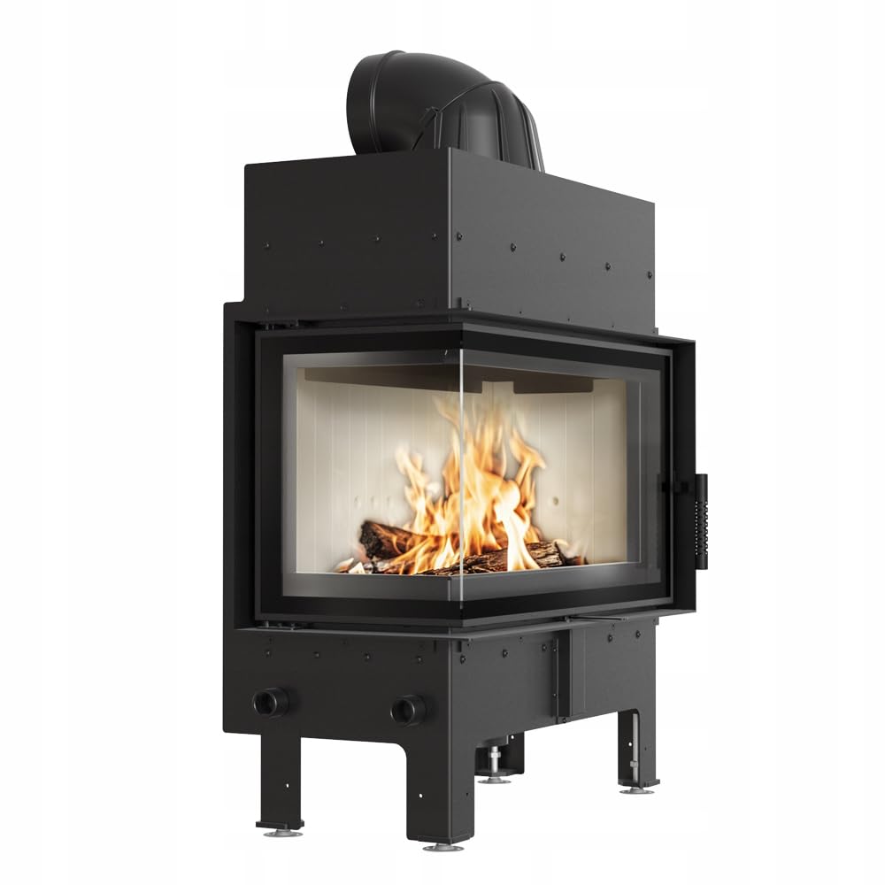 KRATKI Inserto per camino in acciaio a legna FLOKI 10 kW Ø200 sinistro A+ | Acciaio nero, efficienza 83,6%, classe A+. Ecodesign, BImSchV 2; per recupero calore.; combustione efficiente; M fi