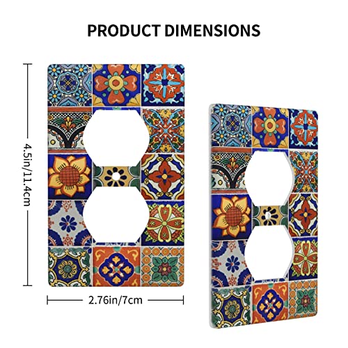 1-Gang Duplex Device Receptacle Wallplate ,Talavera Mexican Tiles Decorative Duplex Wall Plate Electrical Outlet Covers,Size 4.50" X 2.76" #TOP3