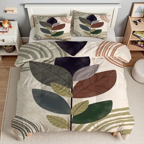 シダ羽毛布団 3D幾何学掛け布団 ド ソフト 冬 キルト オールシーズン被子ソフトふわふわマイクロファイバーウォッャブル 掛け布団暖かい ふわふわ 暖かい羽毛布団軽量 通気 羽根布団170x210cm + 2枚枕カバー・43X63cmTI3789