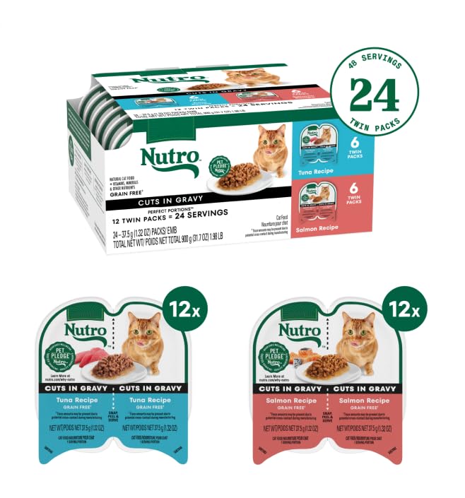 Image of Nutro Cuts in Gravy Wet Cat Food, Salmon & Chicken, 2.6 oz, 12 Count, 2pack