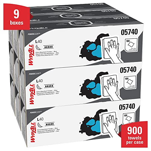 Wypall 05740 L40 Towels, Pop-Up Box, Blue, 16 2/5 X 9 4/5, 100 Per Box (Case Of 9 Boxes) #TOP1
