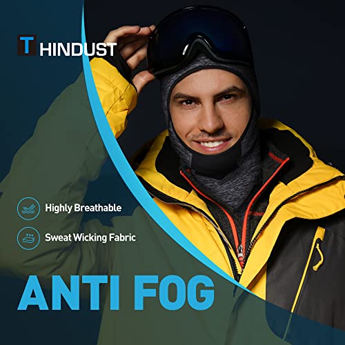 Thindust Winter Balaclava Ski Mask For Men Women, Thermal Fleece Windproof Breathable Full Face Mask Neck Warmer Gray #TOP4