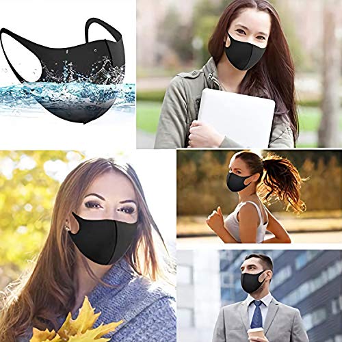 6 pack Fashion Cloth Fabric Face Protection, Unisex Earloop Bandana Balaclava Black Dust Reusable Mask, Washable, Reusable