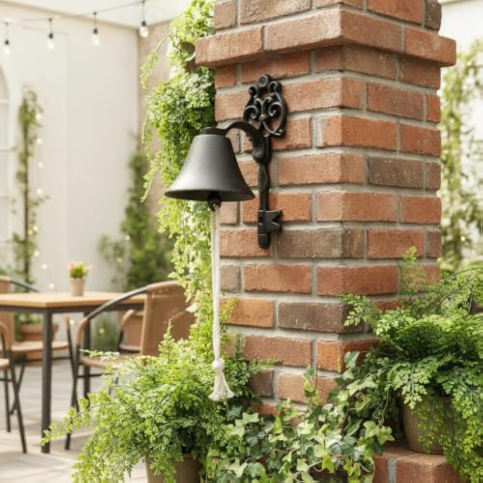 Rustic Wall-Mounted Bell with Pull Rope