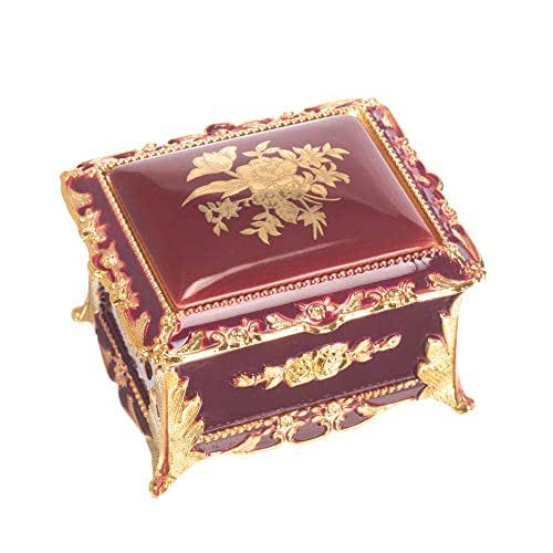 Splendid Burgundy & Gold Floral Music Box/Jewelry Box
