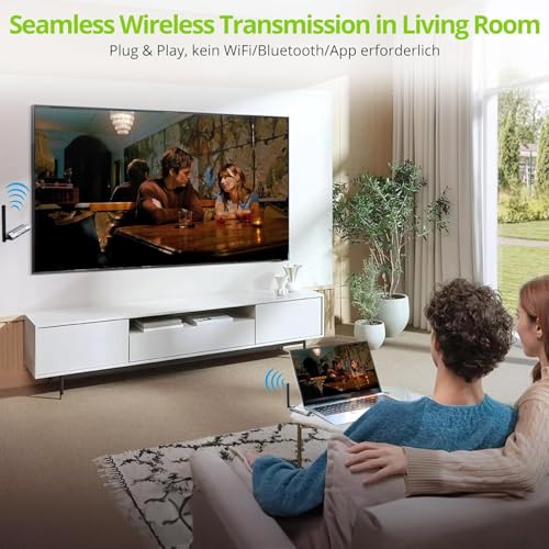 Image of ETZIN 100M Wireless HDMI Video Audio Transmitter Receiver Extender Display Adapter Dongle for TV Box Wireless HDMI Transmitter and Receiver, 350FT Long Range 2.4G /5G 1080P ABS EPL-1451WA