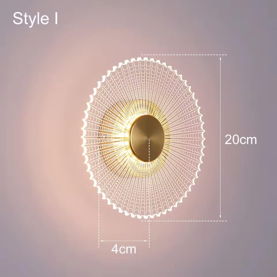Image of Glowave Golden Transparent Acrylic Light Round Wall Lamp Lighting Sconce for Living Room Bedroom Bedside - Tricolour (White, Warm White, Natural White) (7107)
