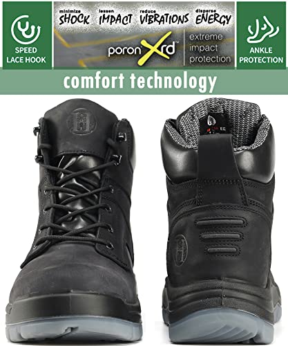 Work Boots for Men, 6" Composite Toe Waterproof Mens Work Boots, Non-Slip Puncture-Proof Safety Anti-Static Working Shoes 81N013