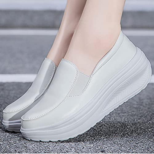 Black Platform Sneakers for Women Casual Slip on Arch Support Hiking Shoes Healthcare Work Leather Nurse Shoe Footwear4