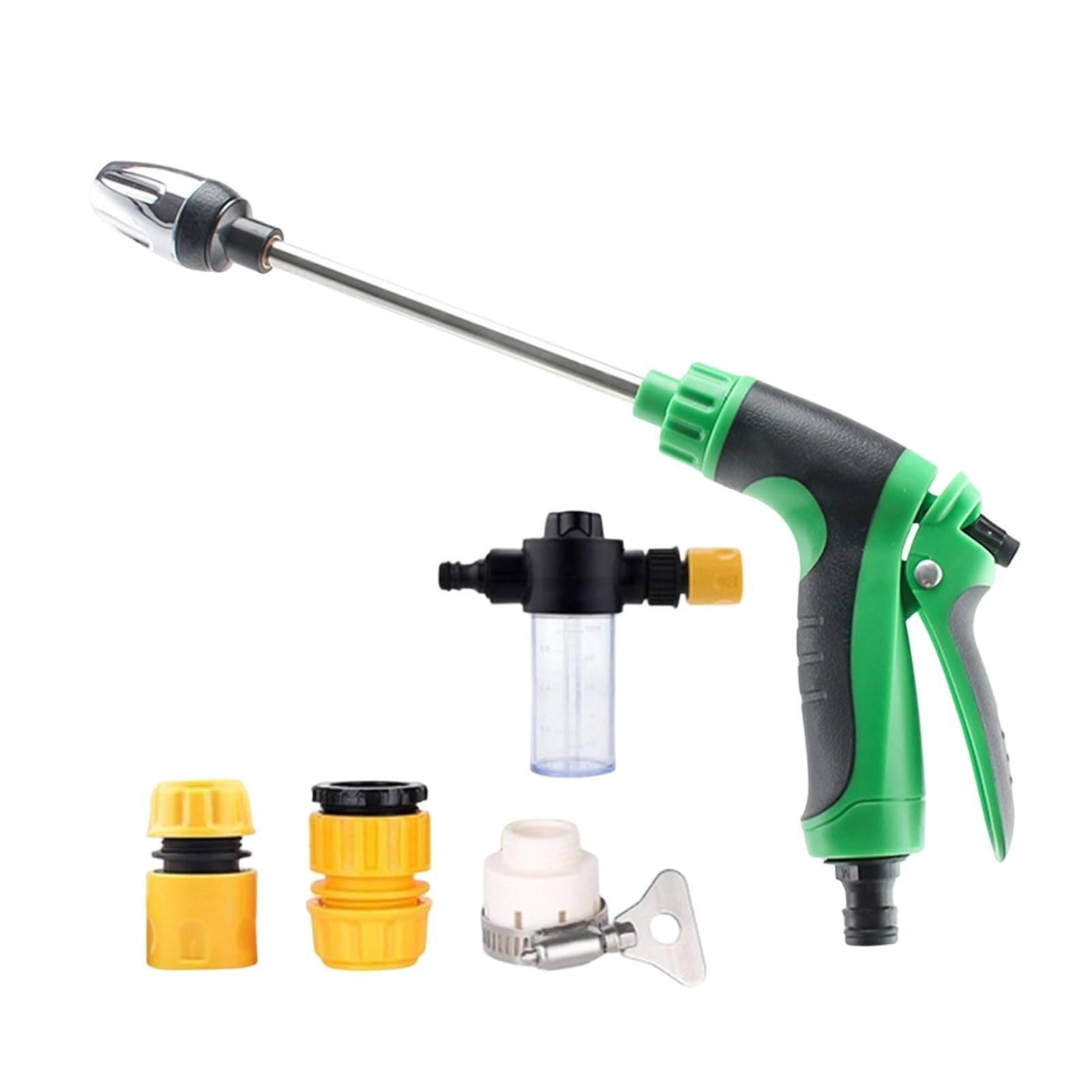 Multi Function Pressure Washer Heavy Duty Garden Hose Nozzle with 360° Rotating Nozzle, for Patio Cleaning(Green,E)