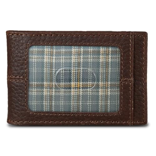 Eddie Bauer Mens Rugged Leather Bifold Wallet | Money Clip | RFID Protection | ID Window | Genuine Leather | Everyday Use | Brown2