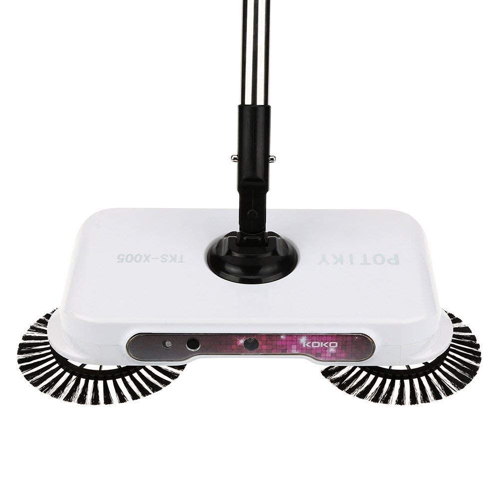 LAVNIK Multifunction Fordable 360 Degree Rotating Brush Spin Hand Push Broom Sweeper Dust Collector Floor Surface Cleaning Mop Automatic Dustpan Stainless Steel Broom Handle Cleaning Machine