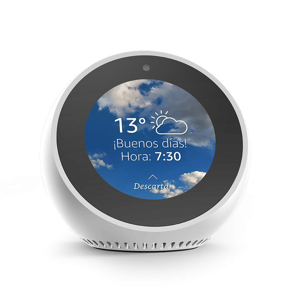 Amazon Echo Spot - Reloj despertador inteligente con Alexa, blanco