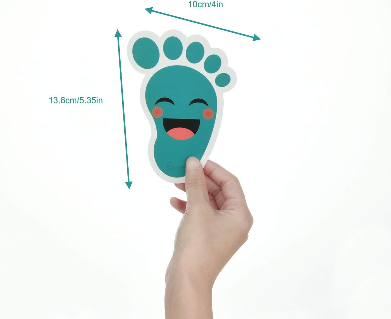 Beautyflier 20 Pairs Self-Adhesive Kids Footprint Stickers Cartoon Guide Floor Decals Social Distance Cute Smile Floor Stickers for Kids Room Party Nursery School Stairs Decor (Cyan-Blue)