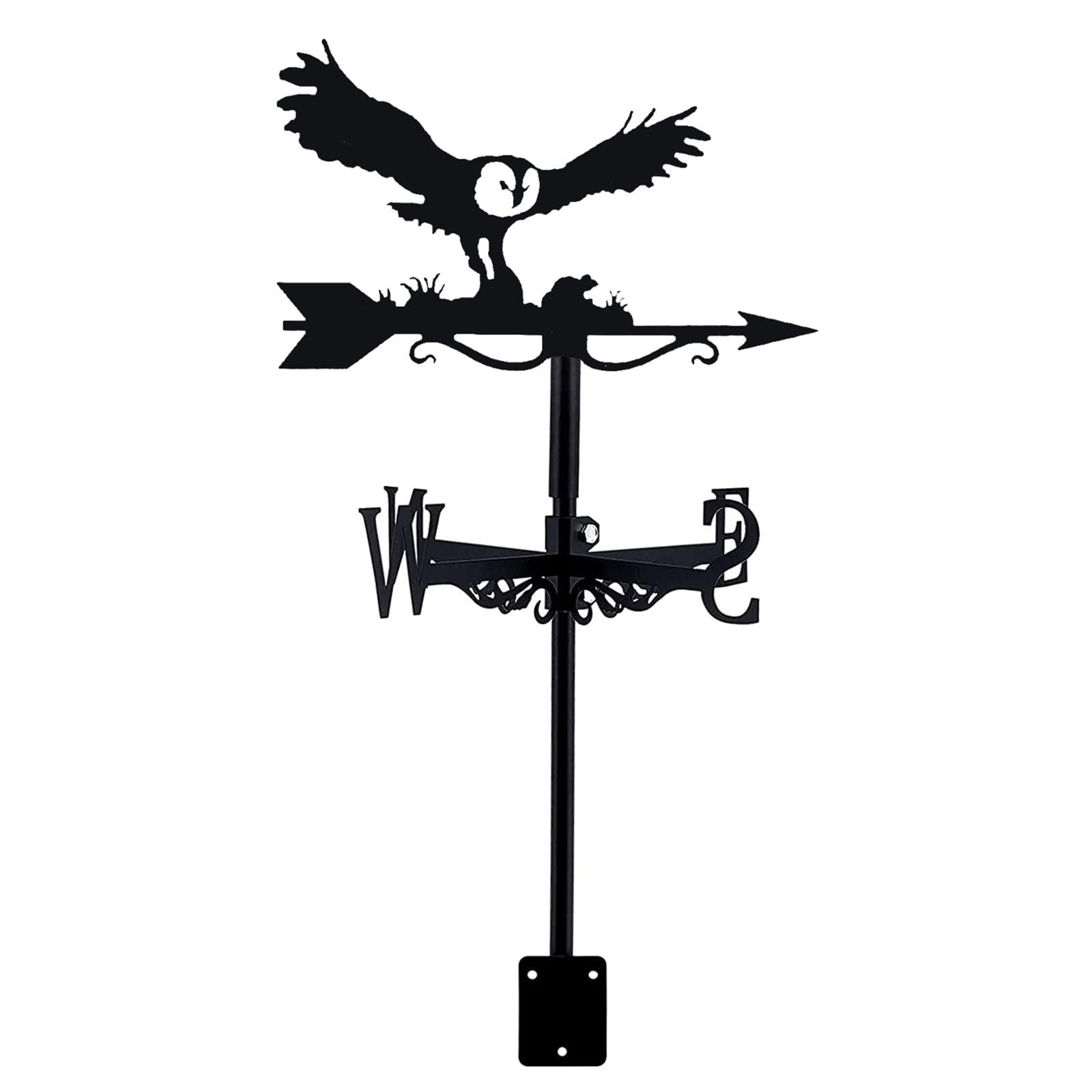 WIQUYBML Metal Owl wind vane Rotating weathervane Iron Art Weather Vane for Outdoor Garden Paddock Roof Wind Direction Indicator Decoration Accessories