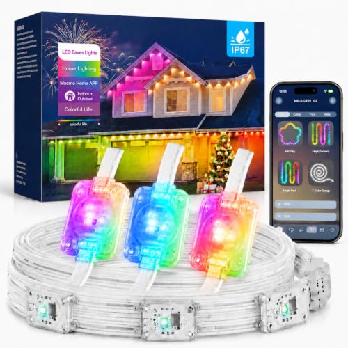 Clownya Permanent Outdoor House Lights, 200FT RGB+IC Christmas Lights – 16 Million Colors, App/Remote Control, DIY, IP67 – Suitable for Patio Decor, Holiday Parties, Christmas, and More
