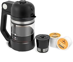 VINCI Micro Café Smallest Single-Serve Coffee Brewer | Compatible with Keurig K-Cups, K-Pods | Glass Carafe | Enclosed Brewing for Hotter Coffee | Large Capacity Reusable Filter Cup Included (Black)