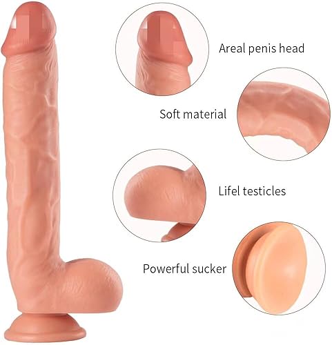 Miniatura 3 de Consolador realista suave grande para mujeres con fuerte ventosa para manos libres, juguete sexual realista flexible con eje curvado para punto G