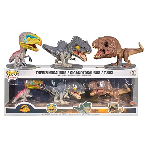 POP Jurassic World Dominion Giganotosaurus T-Rex Therizinosaurus Figurine Vinyle Pack 3