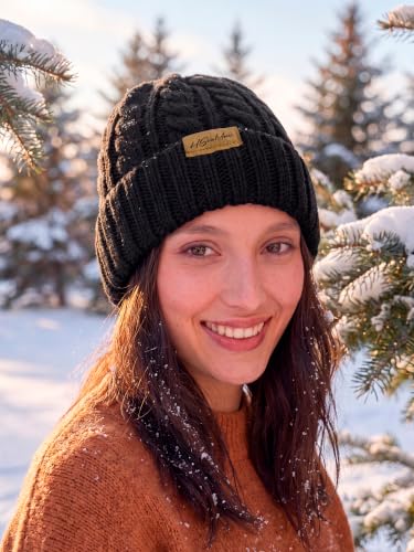 Gorro de invierno para mujer tejido grueso con polar miniatura 5