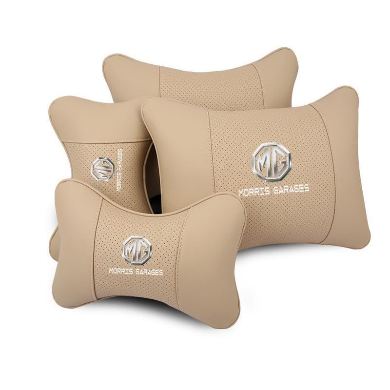 BEROZA 2 Car Neck Pillow for MG MG4 EV 2022 2023 Car Seat Headrest Emblem Orthopedic Neck Support Rest Pillow Breathable Accessories,DSet of four (with lumbar support)