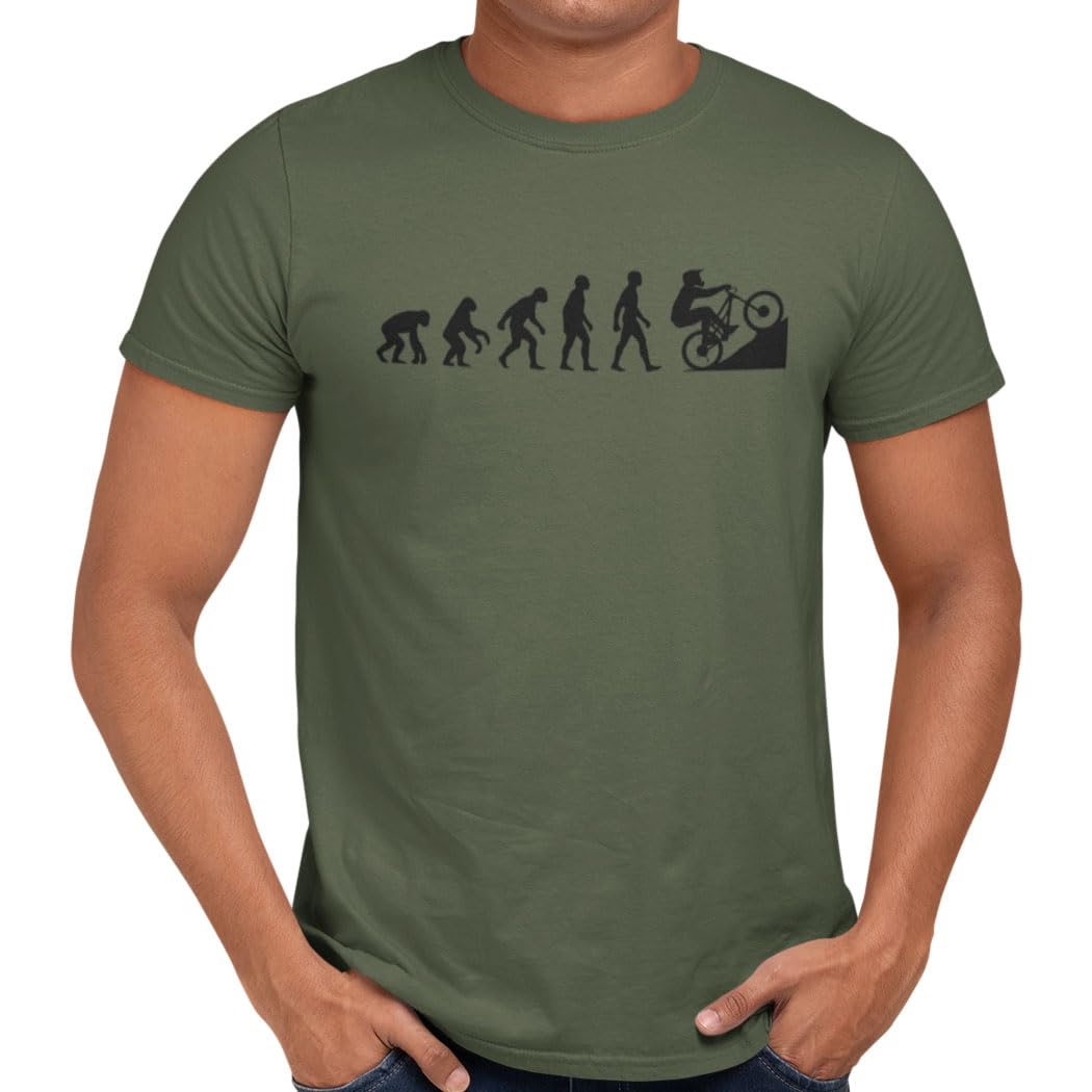 Getting Shirty Mountain Bike MTB Evolution T-Shirt for Men and Women (UK, Alpha, XXL, Regular, Regular, Green)
