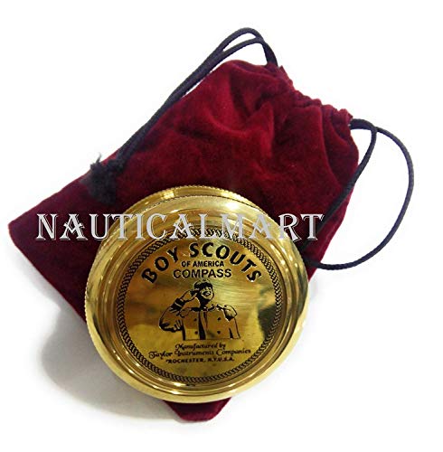 Brújula de latón con estuche de cuero NauticalMart miniatura 3