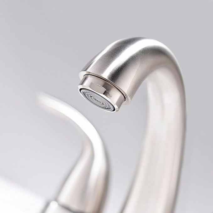 Phiestina Centerset 4 Inch Brushed Nickel 2 or 3 Holes Stainless Steel Bathroom Sink Faucet, 2 Handle Bathroom Faucet with Copper Pop Up Drain and Water Supply Lines, BF008-5-BN