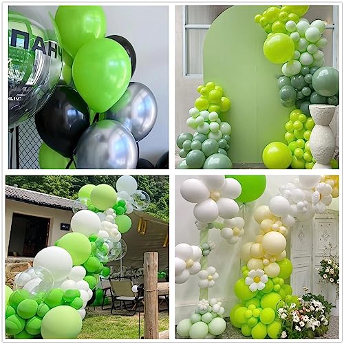 Image of 412pcs Lime Green Balloon Garland Arch Kit 18 12 10 5 Inch Different Sizes Matte Latex Balloons for Baby Shower Light Green Theme Birthday Summer Jungle Forest Party Decoration