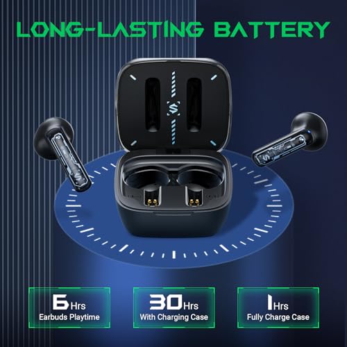 Image of Black Shark True Wireless Gaming Earbuds, Bluetooth 5.3with Gaming /Music Mode, 30 Hours of Playtime, Clear Call Stereo in-Ear Headphones, for Android /Cell Phone /Computer /Gaming -Lucifer T15