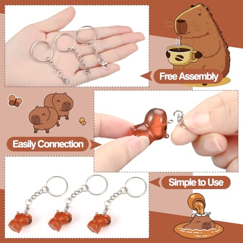 Image of Landical 36 Pcs Mini Capybara Resin Keychain Capybara Party Favor Keychains 3D Animal Pendant Figurine Accessories for Party