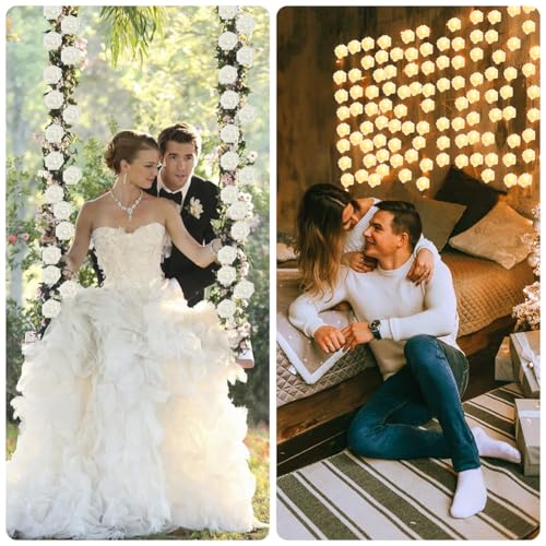 OSDUE Rose Fairy String Lights, 20 PCS LED Rose Fairy Light Battery Powered Bedroom Lights for Valentine's Day Wedding Outdoor Girls Bedroom Mother's Day Birthday Party Decorations,White - Cosy Home Interiors OSDUE Rose Fairy String Lights, 20 PCS LED Rose Fairy Light Battery Powered Bedroom Lights for Valentine's Day Wedding Outdoor Girls Bedroom Mother's Day Birthday Party Decorations,White - Image 6