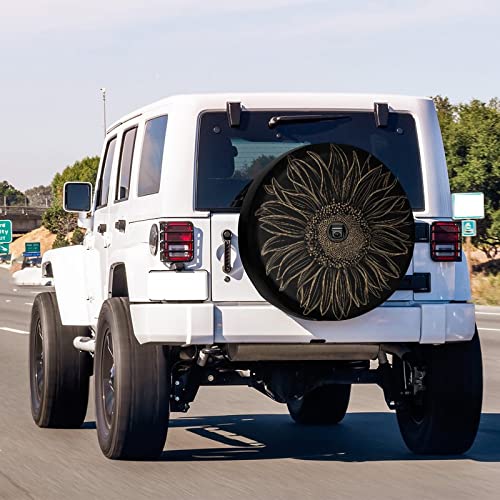 Image of Delerain Sunflower Spare Tire Cover with Backup Camera Hole Wheel Protectors Sun Protector Waterproof for RV Trailer RV SUV Truck and Many Vehicle(16 Inch for Diameter 29 inch-31 inch)