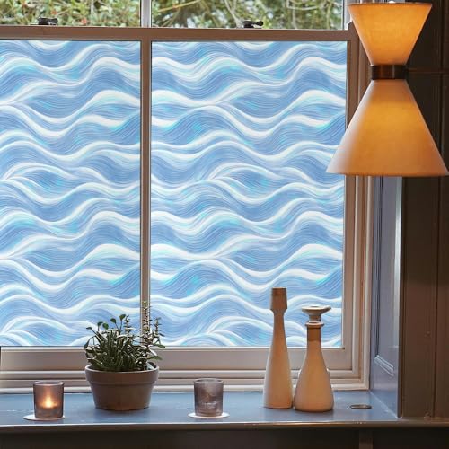 Vinilo decorativo adhesivo 15.7x118 pulgadas Blanco Azul miniatura 3