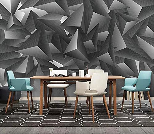 Papier peint géométrique gris 3D salon 200x140 cm