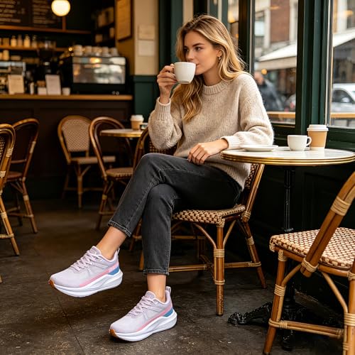 Image of Beita Women's Width Toe Box Walking Shoes|Wedge Running Athletic Tennis Shoes with Rubber Outsole|Fashion Platform Sneakers Non-Slip Thick Anti Slip Breathable Cushion Leisure Work