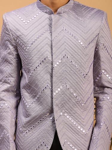 Image of VASTRAMAY Men Mirror Work Jodhpuri Jacket | Viscose Slim Fit Ethnic Wear with Mandarin Collar | Wedding & Festive Indo Western Outfit