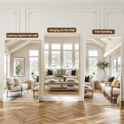 Image of Koonmi 77 inchx38 inch Floor Mirror Full Length, Large Gold Mirror