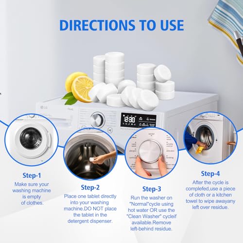 uskich washing machine cleaner descaler 40 pack-deep cleaning tablets for he front loader amp top load washerwasher machine cleaning tablets clean inside drum and laundry tub sealseptic safe