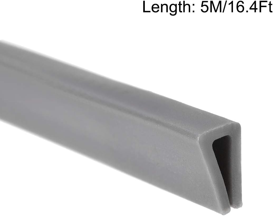 uxcell Edge Trim U Seal Extrusion, Silicone Gray U Channel Edge Protector Sheet Fits 5/64-5/32inch Edge 5M/16.4Ft Length