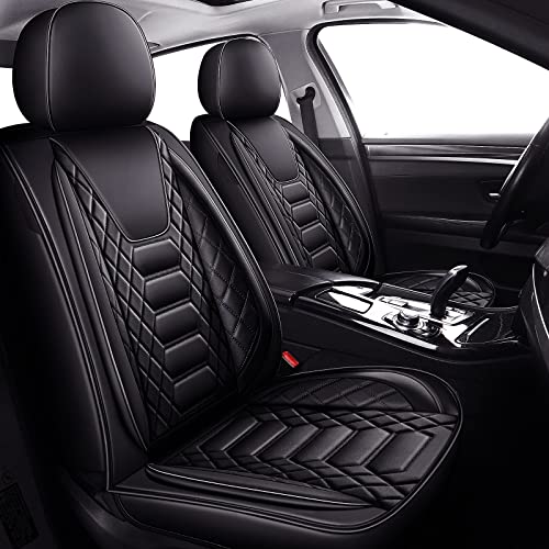Image of FREESOO Universal Front Seat Covers Leather Airbag Compatible Black