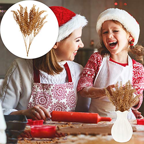 Amosfun 2 PeÃ§as de Flores Artificiais de Natal Brilhantes de Trigo Falso Picaretas Hastes de BuquÃª