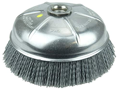 Image of Weiler 14506 6 inch Nylox Cup Brush, 0.040 inch /80 Grit Crimped Nylon Fill, 5 /8 inch-11 UNC Nut, Made in the USA