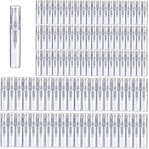 Mini Perfume Bottle 3ml 100pcs, Small Refillable Spray Bottle, Perfume Mouthwash Bottle for Cleaning, Travel, Essential Oils, Perfume Cover