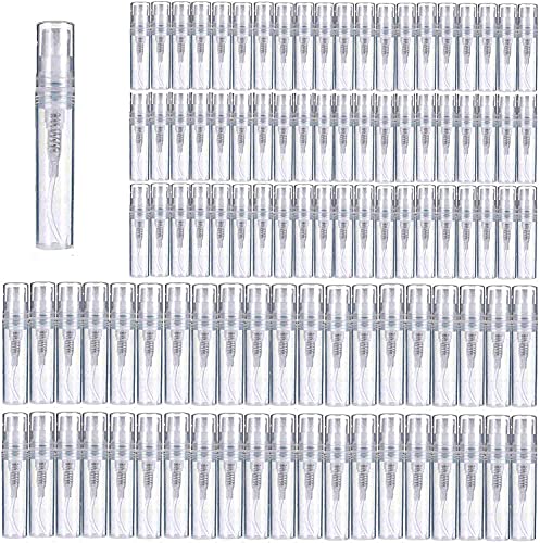 Mini Perfume Bottle 3ml 100pcs, Small Refillable Spray Bottle, Perfume Mouthwash Bottle for Cleaning, Travel, Essential Oils